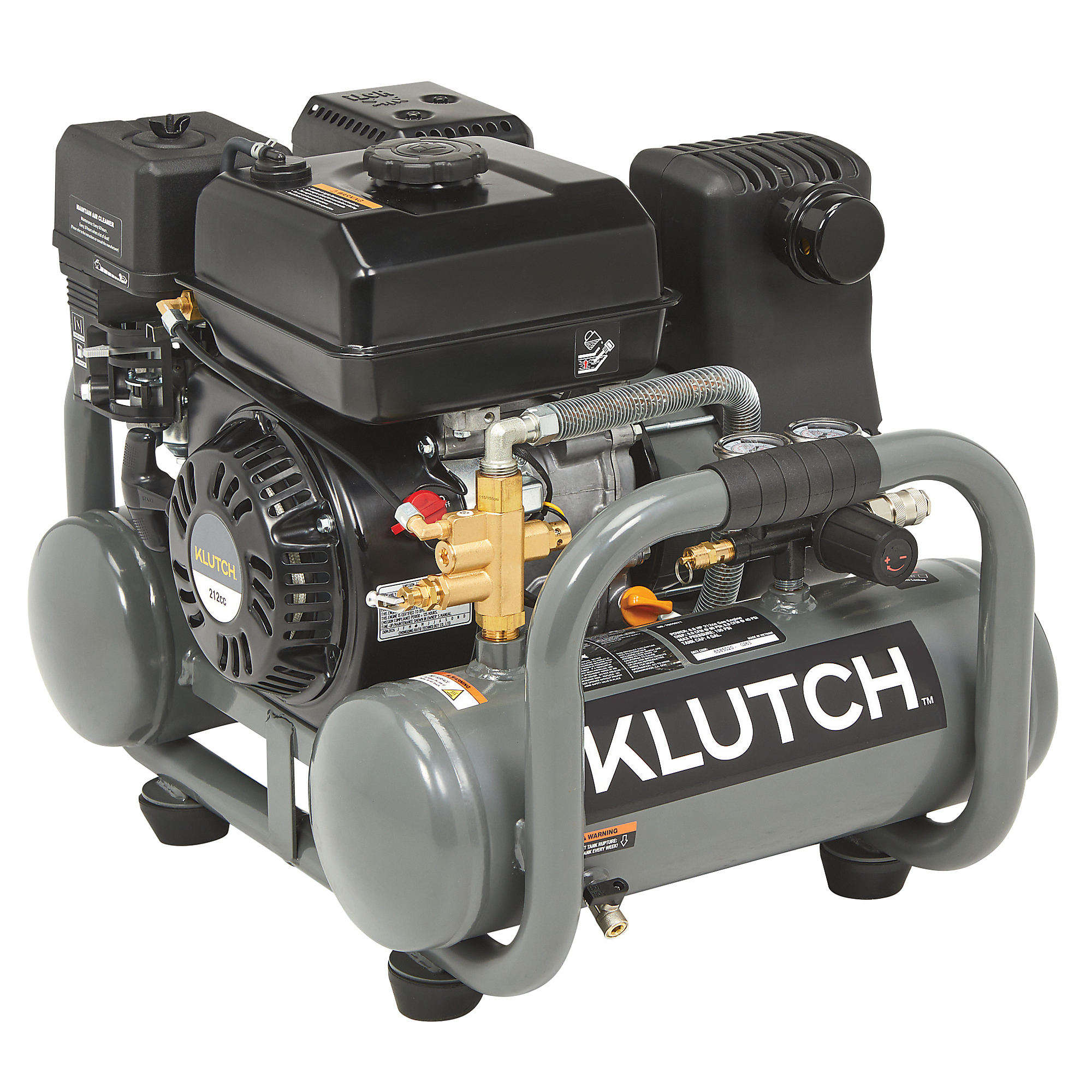 Klutch 4-Gallon Pontoon Air Compressor, 6.5 HP, 6.9 CFM @ 40 PSI, 5 CFM @ 90 PSI, 155 Max. PSI